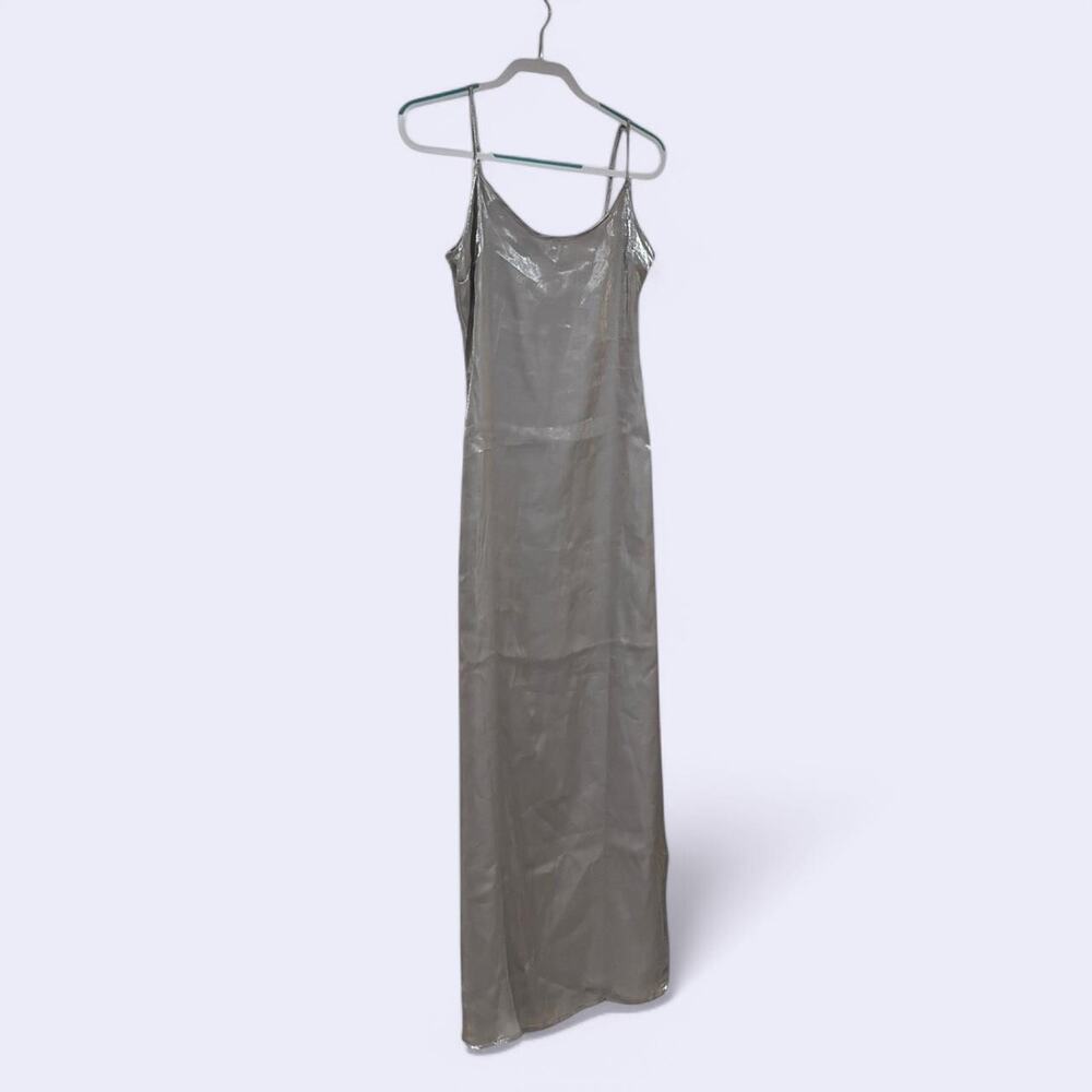 Grey metallic maxi slip dress